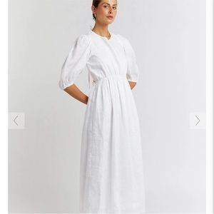 DISSH CLAUDIA WHITE BACKLESS LINEN DRESS